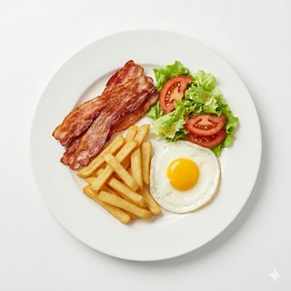 Plato De Bacon Con Patatas Y Huevo