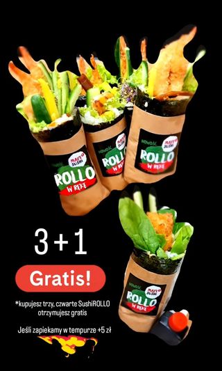 3 + 1 GRATIS sushiROLLO wszystkie SMAKI mix 