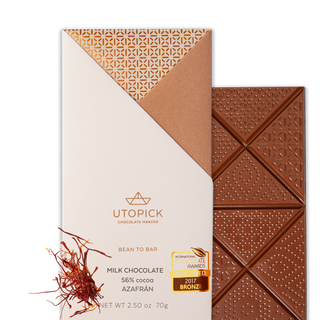 Tableta BTB De Chocolate Con Leche 56% Cacao Y Azafrán De Teruel 70 Gr