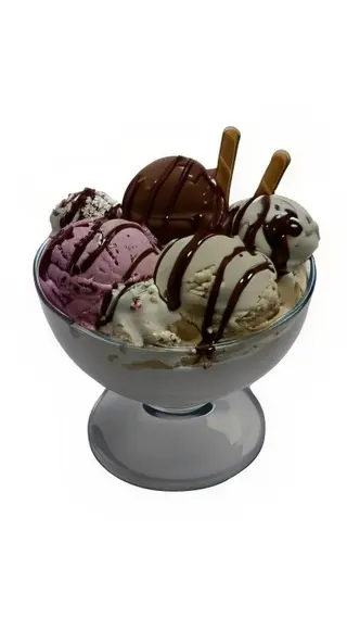 Copa tricolor ( helado de fresa, vainilla y chocolate )