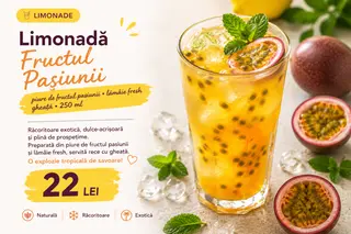Limonadă fructul pasiunii •  gheață • 250 ml
