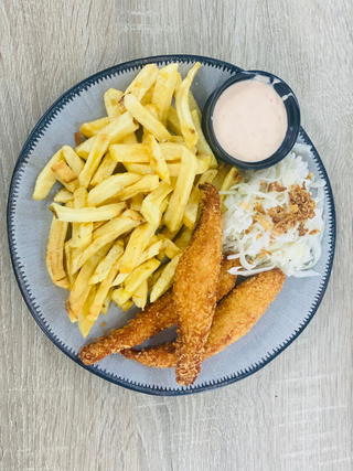 Pui crispy cu cartofi si sos