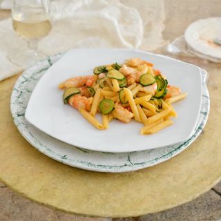 Penne gamberi e zucchine