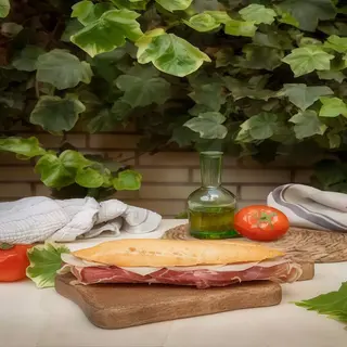Bocadillo De Jamón Ibérico Y Queso Manchego