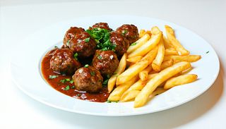 Chiftelute de porc cu cartofi prajiti