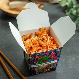 Բրնձի լափշա մանրածովախեցգետնով և բանջարեղենով