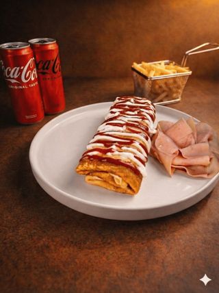 Slana palačinka Šunka + Pomfrit + Coca Cola 0.33l