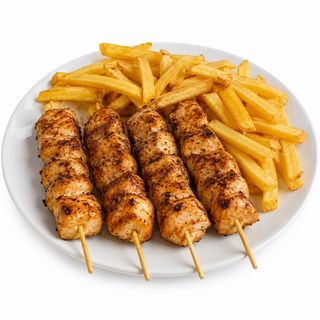 Pinchos De Pollo 4 Uds.  Con Papas