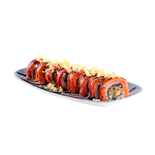 Chrupiące uramaki łosoś teriyaki