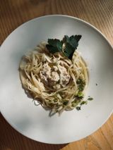 Удон з грибами в вершковому соусі