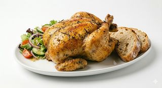 Medio Pollo  Con Ensalada  Y  Pan