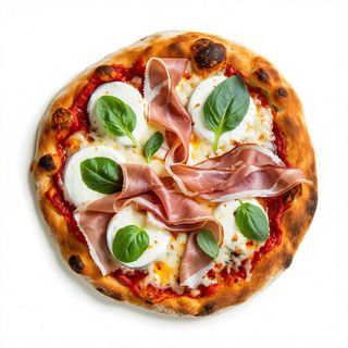 Pizza prosciutto e bufala