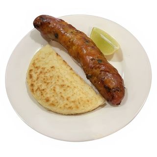 Chorizo con arepa