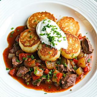 Placki ziemniaczane z gulaszem wołowym 300g