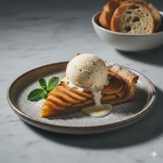 Tarta De Manzana Con Helado De Vainilla