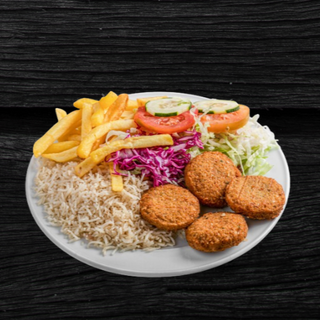 Falafel Con Arroz, Patatas Y Ensalada