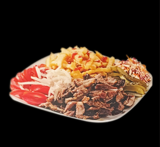 Piatto kebab con carne di manzo e 7 contorni a scelta