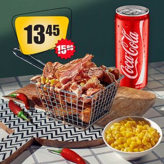 ჰოთ-დოგ ბოქსი მექსიკური სოუსით + კოკა-კოლა კლასიკი ქილის - 0,33ლ