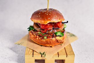 Beef burger & Sweet potato fries	
