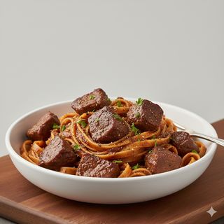 Pasta fatta in casa con pezzetti di cavallo