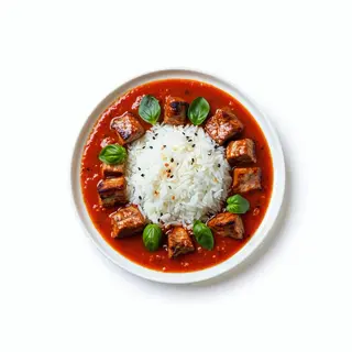 26. Tapa De Carne Con Arroz Y Salsa Turca