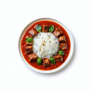 26. Tapa De Carne Con Arroz Y Salsa Turca