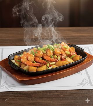 115 - Gamberoni alla piastra 铁板明虾
