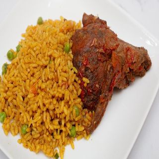 Party Jollof Rice And Peppered Chicken
