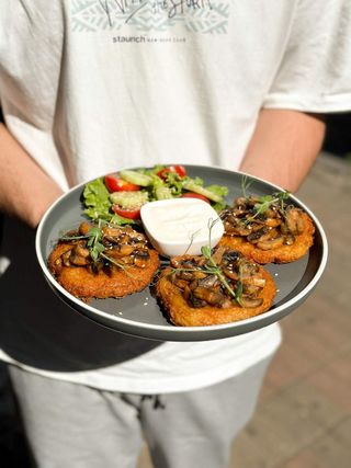 Draniki with mushrooms