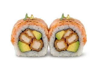 45A. Uramaki De Pollo Y Salmón Flameado (8 Uds.)