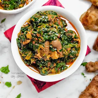 Seafood Efo + Croaker + Beef/Assorted