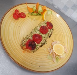 Somon in crusta de dovlecei