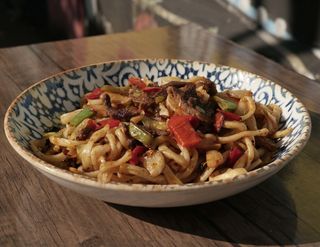 Fried tsomyan Lagman with Beef