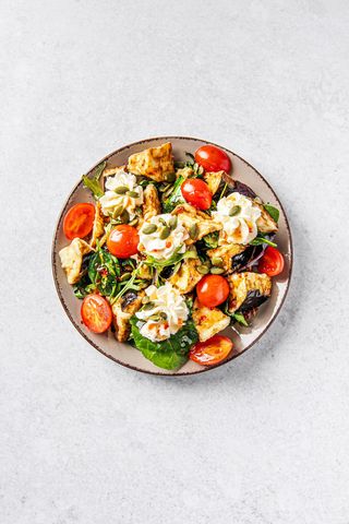 Салат с хрустящими баклажанами 