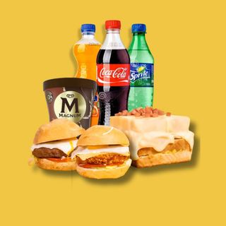 1 Sandwich + 1 bebida + 1 postre