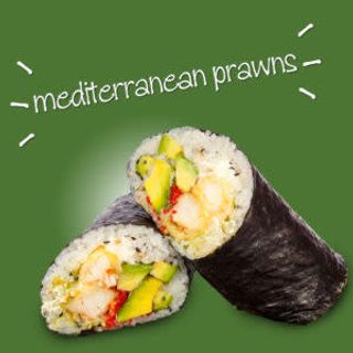 Sushi burrito mediterranean prawns