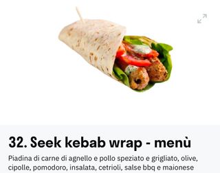 Seek kebab wrap menu