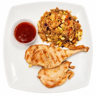Mi pollo a la plancha, arroz frito