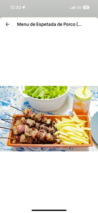 Menu de Espetada de Porco/Perú p/1 Pessoa