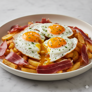 Tapa De Huevos Rotos Con Papa Y Jamón Ibérico