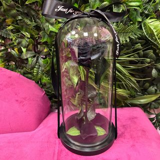 Стъкленица с вечна естествена черна роза #336