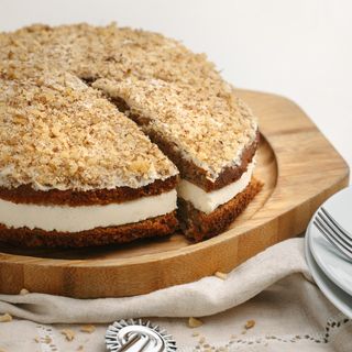 სტაფილოს კეტო ნამცხვარი კრემ-ყველის კრემით