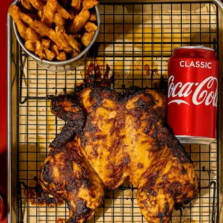 Menú pollo 1 ud. + patatas fritas + bebida 2 uds.