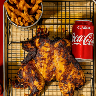 Menú pollo 1 ud. + patatas fritas + bebida 2 uds.