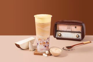 Té con coco, puré de taro, arroz negro(500 Ml.)