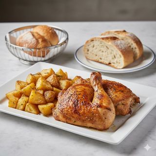 Menú de Pollo con Patatas y Pan de Regalo