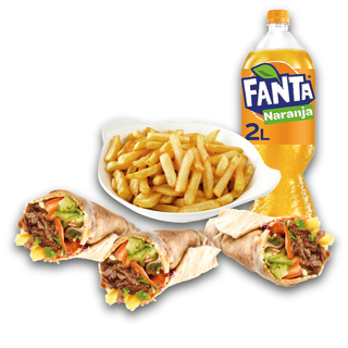3 Dürüm Normal + Patatas + Coca-Cola Sabor Original botella 2L.