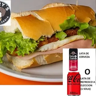 BOCATA O SANDWICH DE MILANESA C/LECH Y TOMATE+LATA