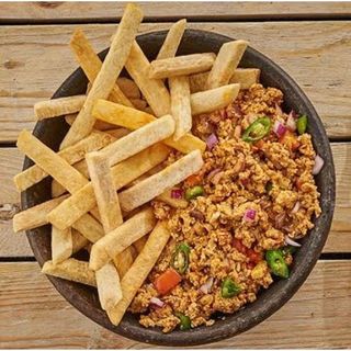 Fried Yam and Egg Sauce