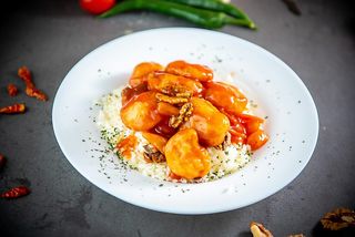 Honey walnut shrimp and rice